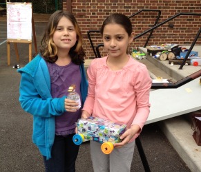 Fourth graders turn knowledge of machines and motion into recycled racers