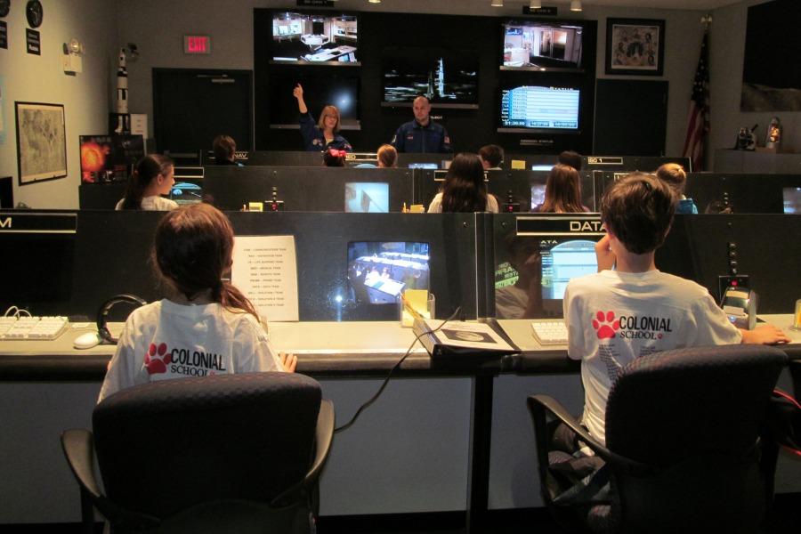 Fifth grade students operated a simulated Mission Control Center.