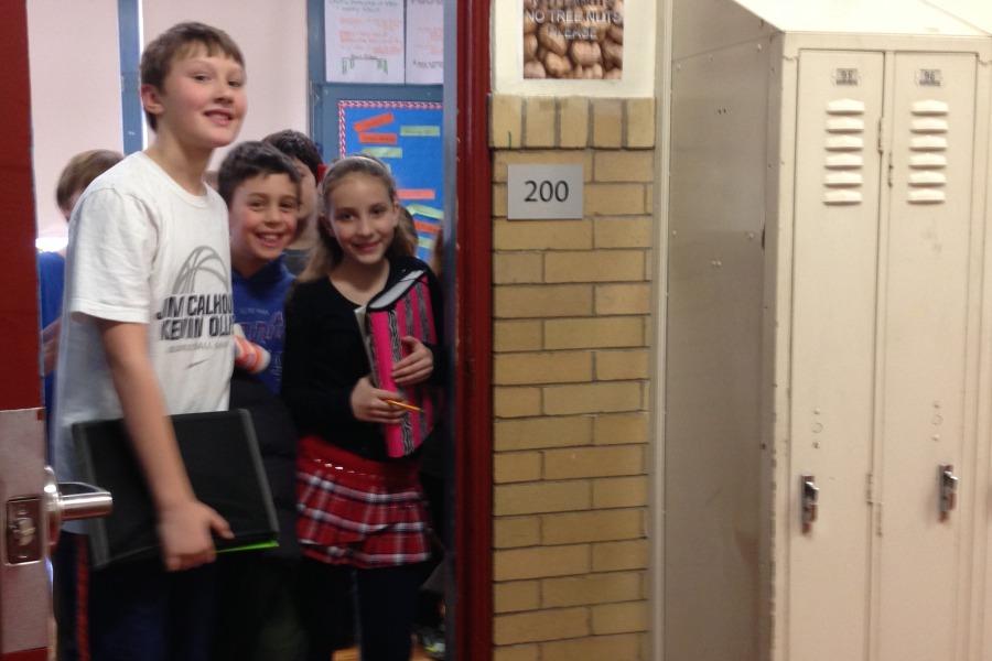 Students in Mr. Alexander Ventura's fifth grade lined up to change classes.