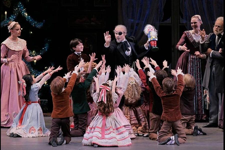 The party scene from the New York City Ballet's production of "The Nutcracker."