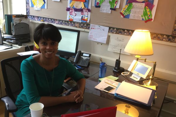 Mrs. Wilson in her office.