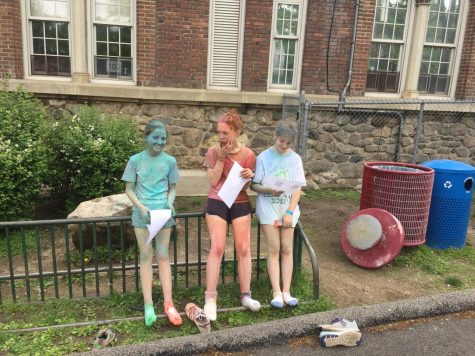 Three runners were left decorated with the runs rainbow corn starch.