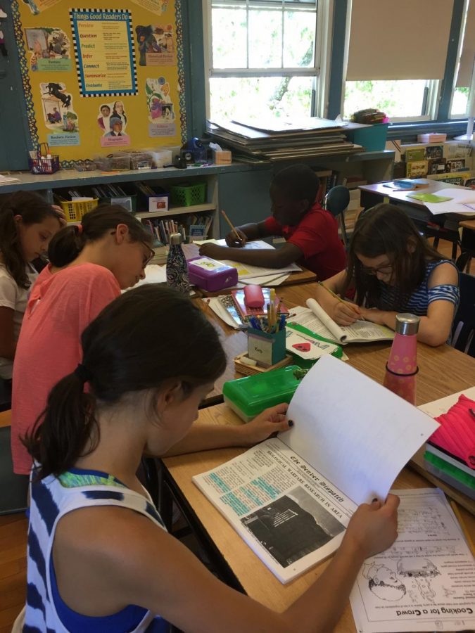 Students studied their Constitution Works workbooks to prepare for their case.