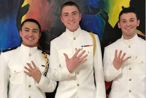 Henry Driesen (right) with fellow NROTC cadets at Virginia Tech.