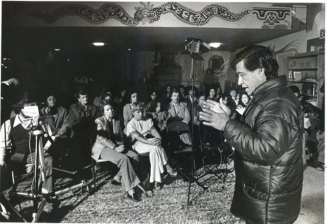 Cesar Chavez speaks at an event.